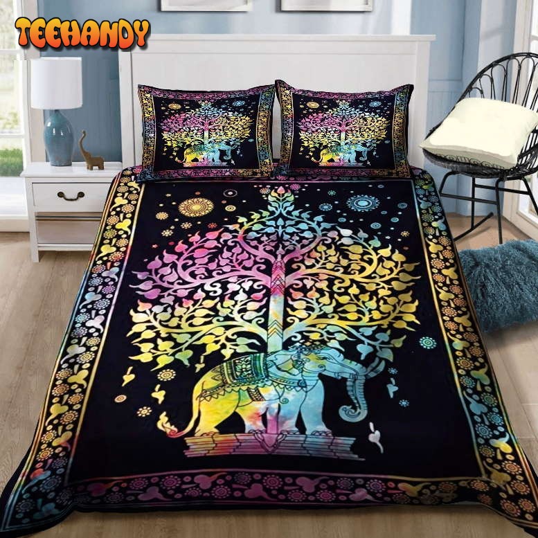 3D Elephant Mandala Under The Tree Bedding Set