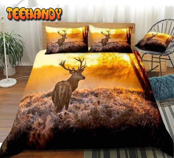 3d Elk In Sunrise Duvet Cover Bedding Set