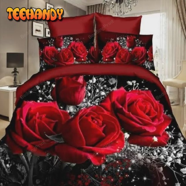 3D Painting Red Rose Duvet Cover Bedding Set