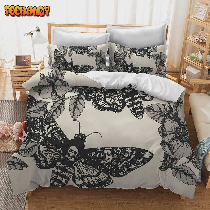 3D Printing Death Moth and Flower Cream Bedding Sets