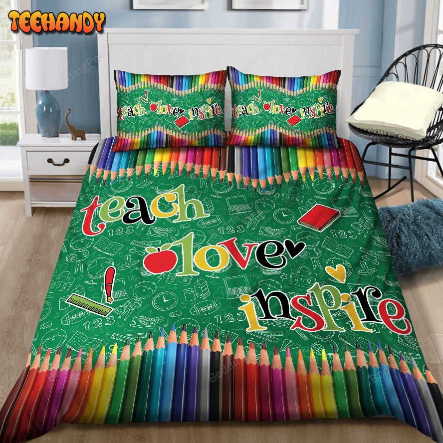 3D Teaching Crayon Teach Love Inspire Duvet Cover Bedding Sets