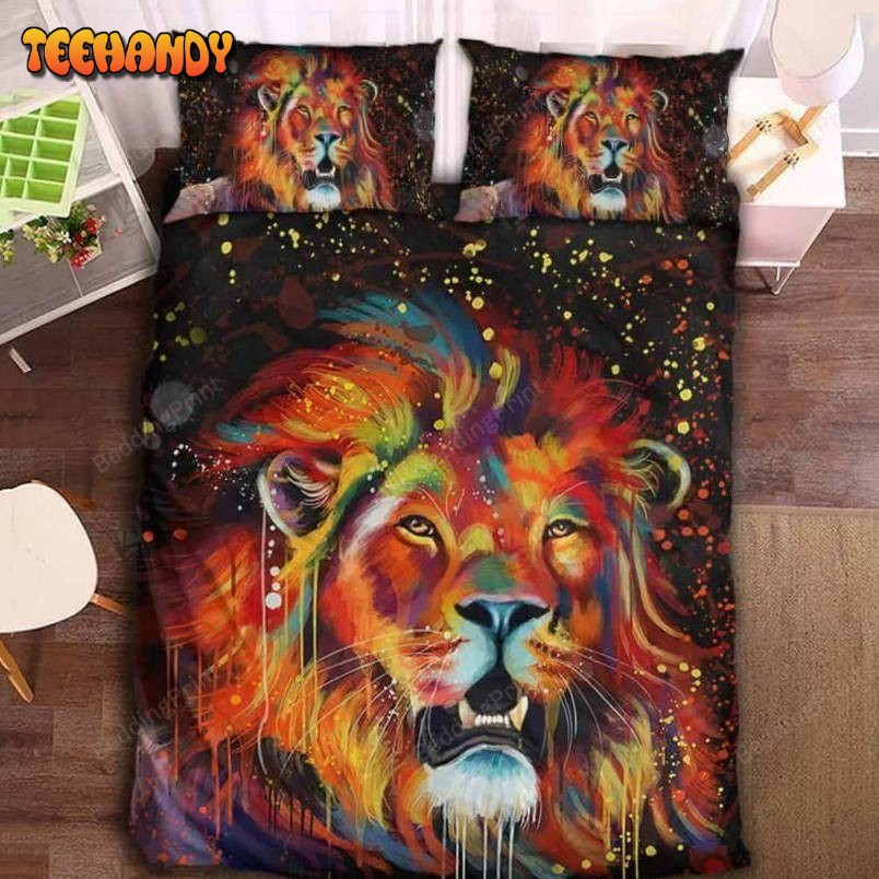 3D Watercolor Galaxy Lion Printed Bedding Set