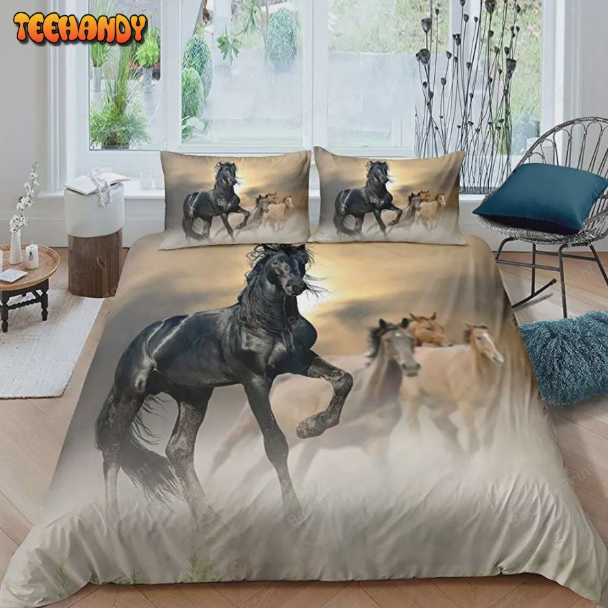 3Pcs Horse Bedding Set Full Size Duvet Cover 3D Animal