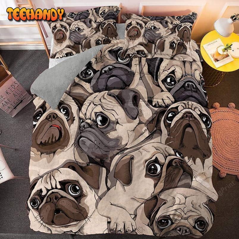 Adorable Pug Dog Duvet Cover Bedding Set