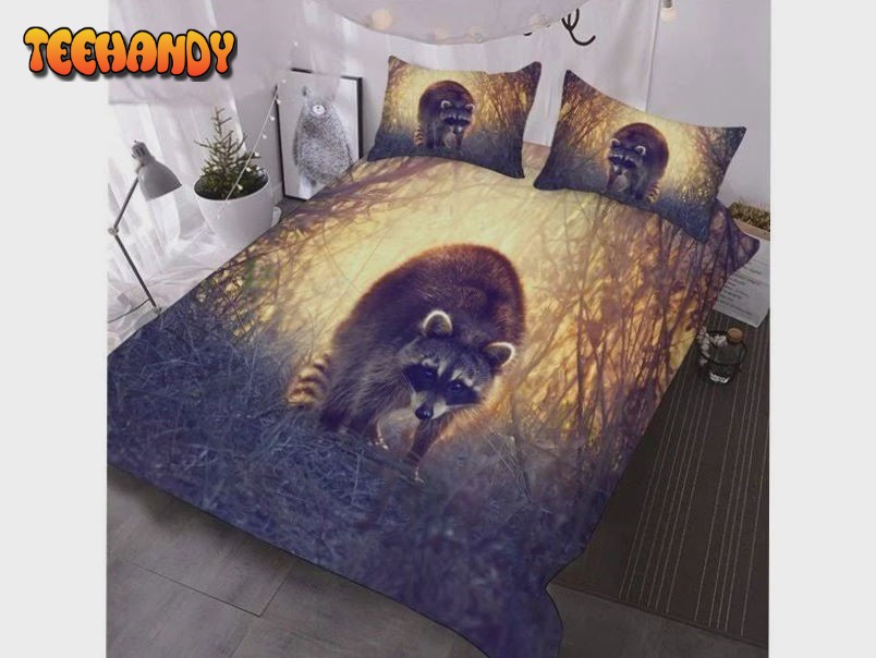 Adorable Raccoon Jungle Printed 3D Animal Bedding Set