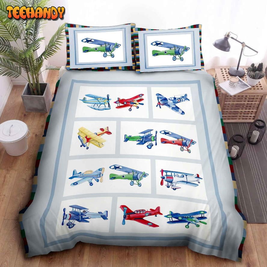 Airplane Picture Collection Duvet Cover Bedding Set