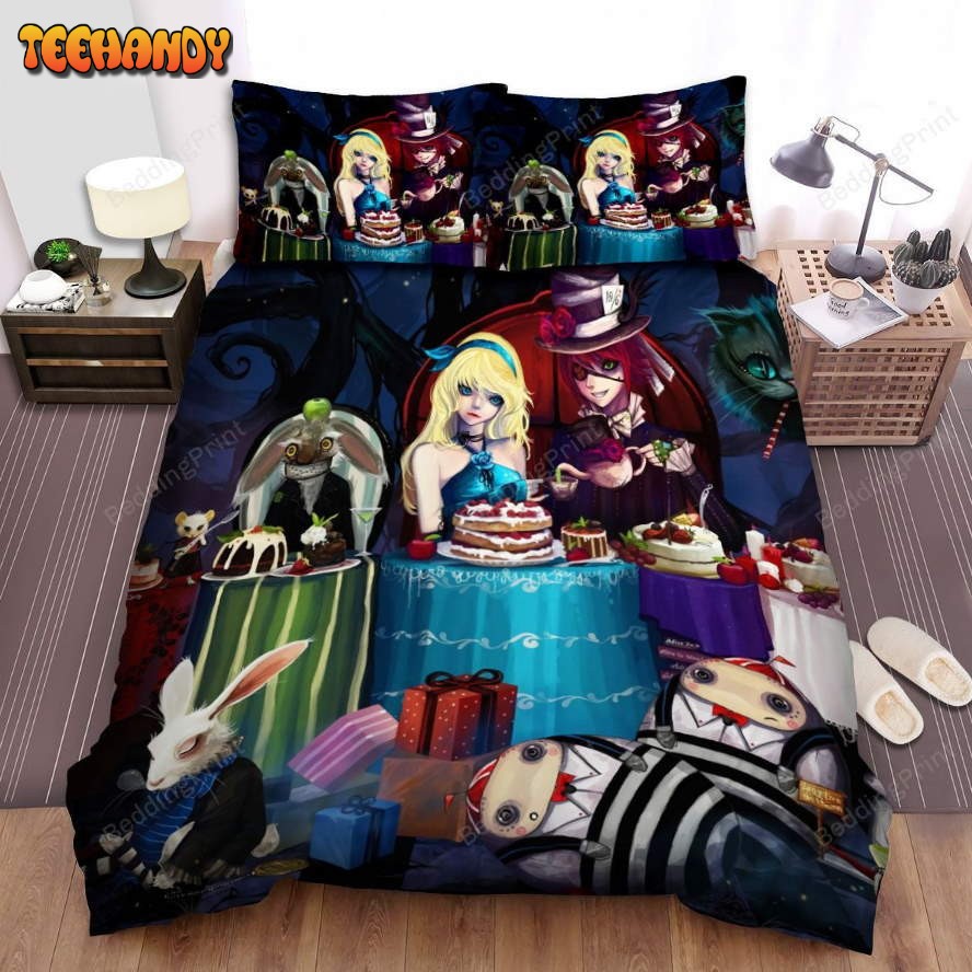 Alice In Wonderland Characters At Mad Tea Party Emo Art Bedding Sets