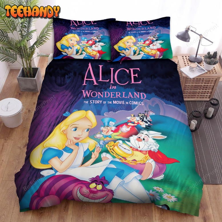 Alice In Wonderland, The Story Of The Movie In Comics Duvet Cover Bedding Set