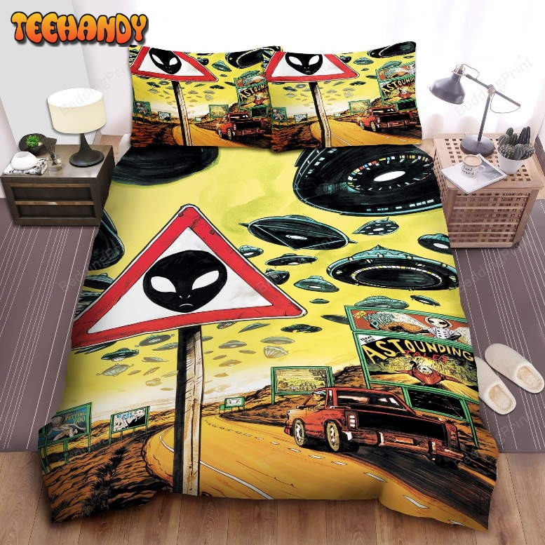 Alien Cities With Ufo Transports Duvet Cover Bedding Set