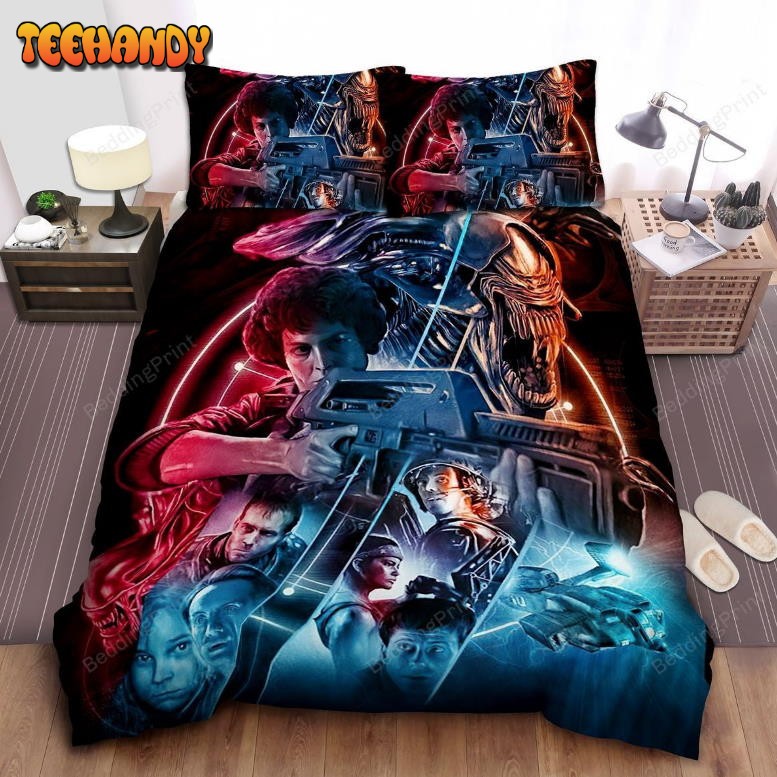 Aliens Poster In Red &amp Blue Bedding Sets