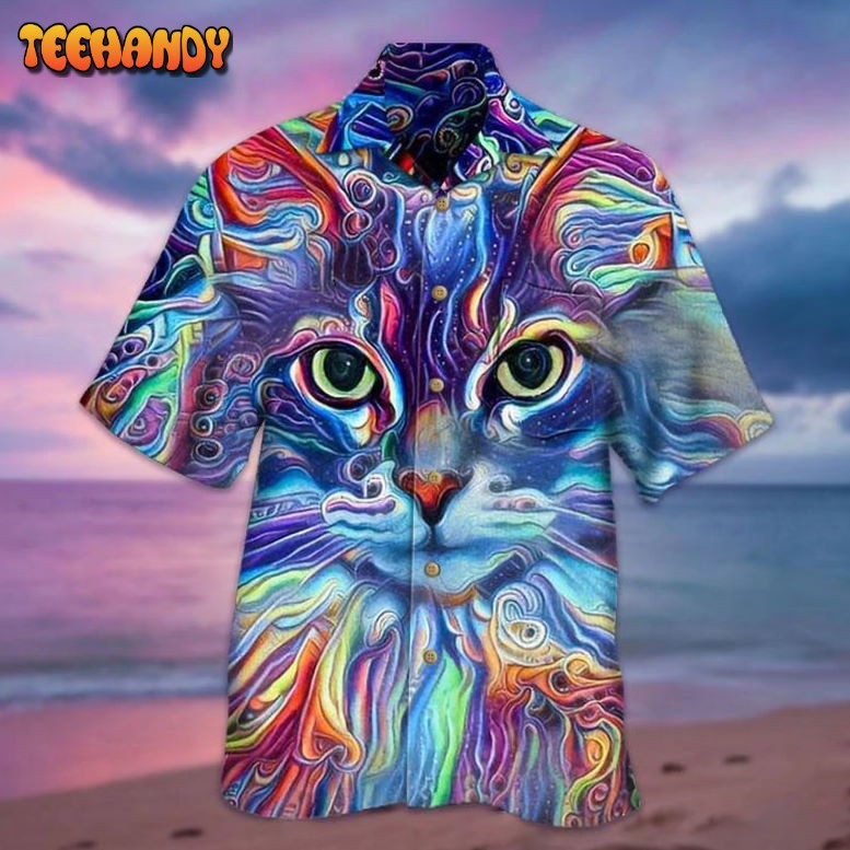 Amazing Colorful Cat Cool Design Aloha Hawaiian Shirt