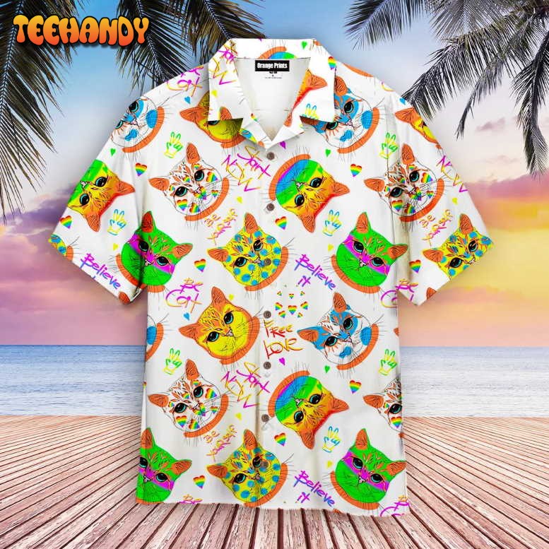 Amazing Hippie Cat LGBTQ Be Yourself Hawaiian Shirt