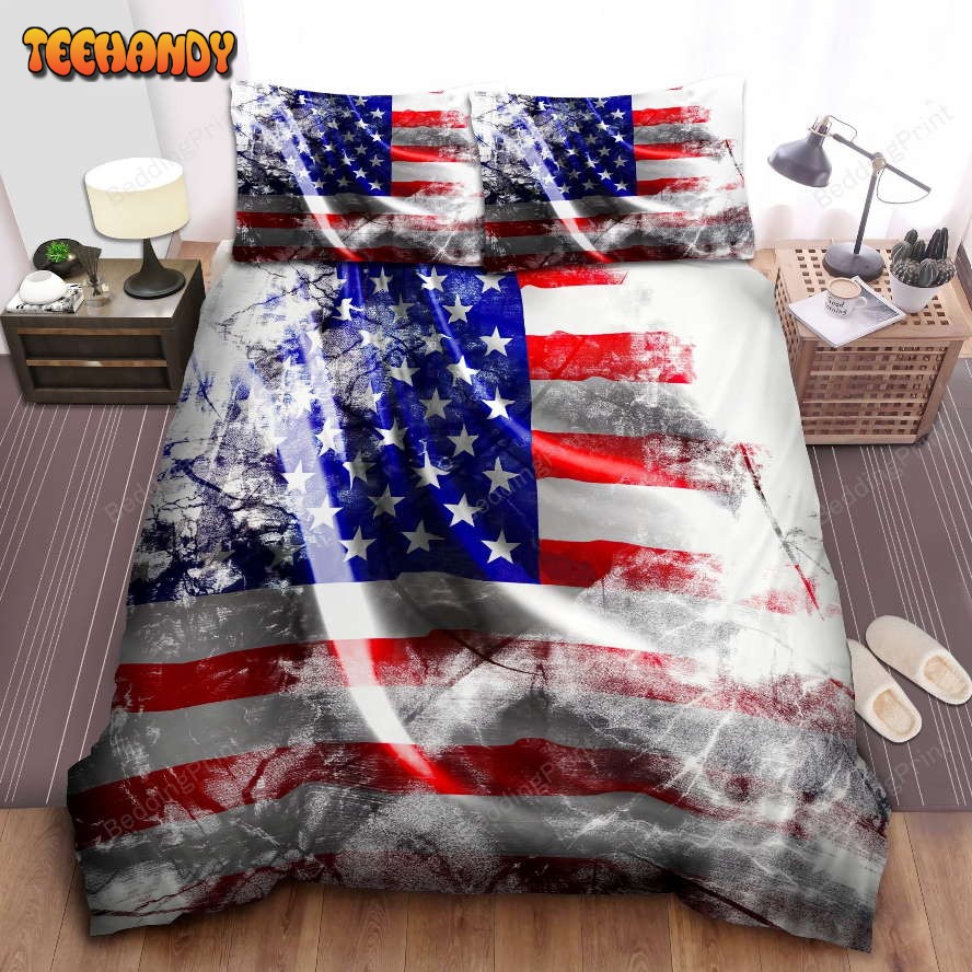 American Flag Background With Grunge Touch Design Bedding Set