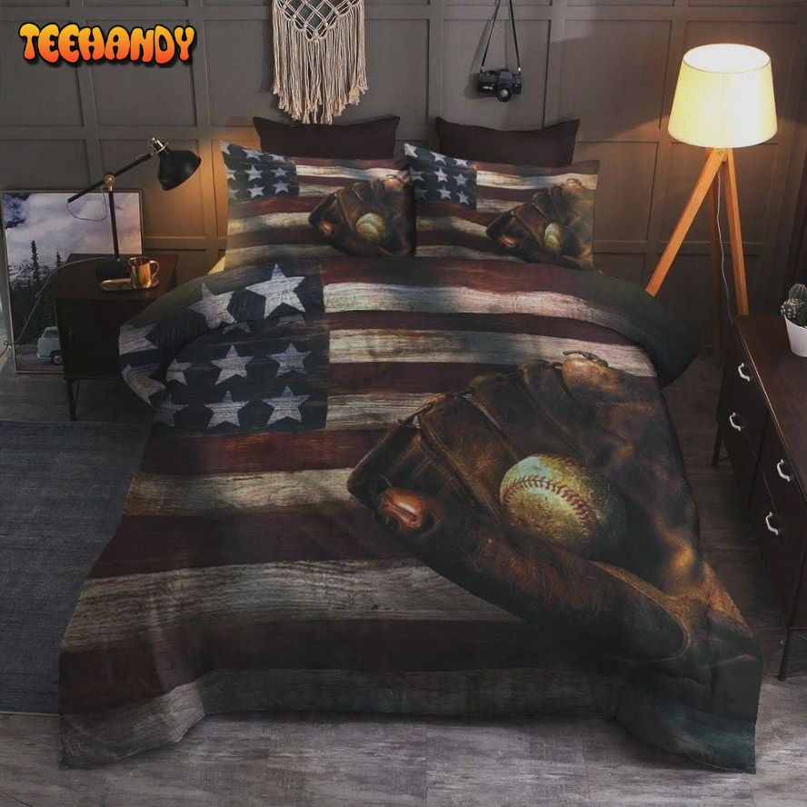 American Flag Baseball Bed Sheets Duvet Cover Bedding Sets