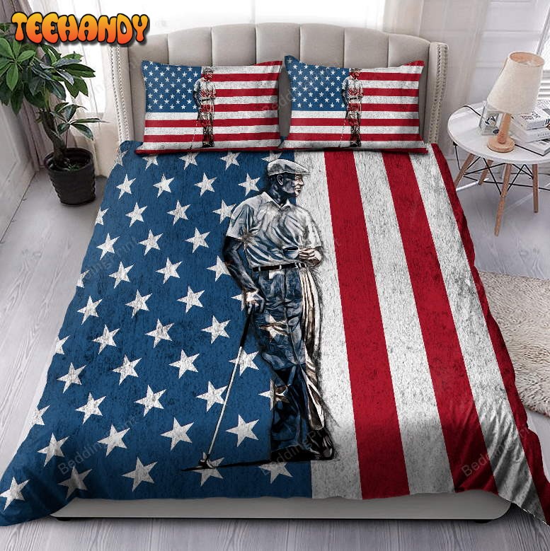 American Flag Golf Lover 3d Printed Bedding Set