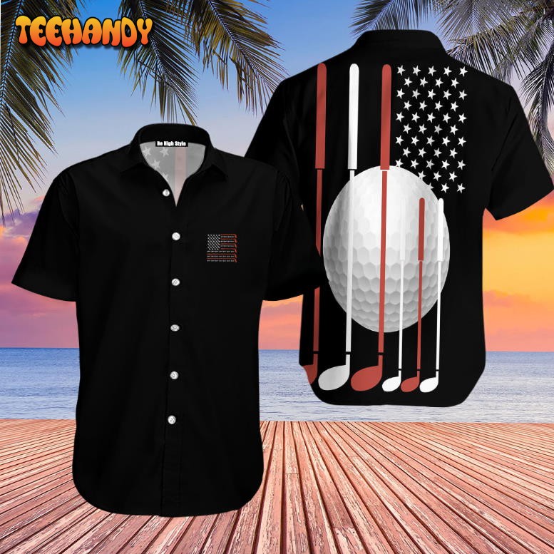 American Flag Golf Player Hawaiian Shirt