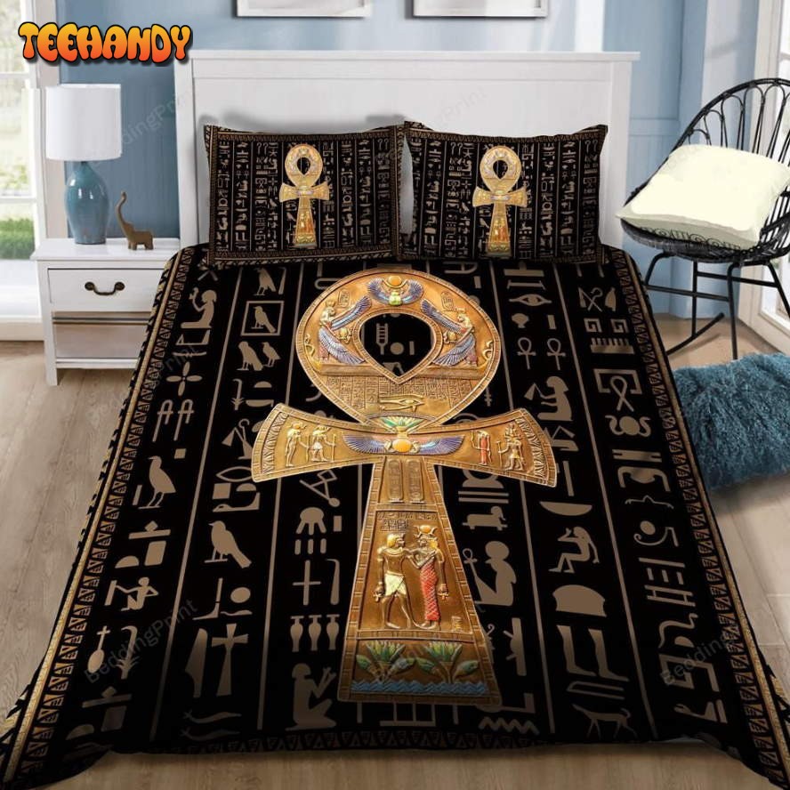 Ancient Egypt Ankh Dark Brown And Black Duvet Cover Bedding Sets