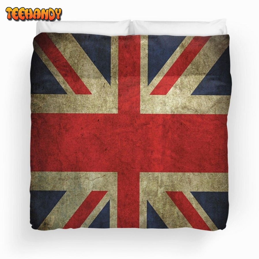 Antique Faded Union Jack Uk British Flag Duvet Cover Bedding Set