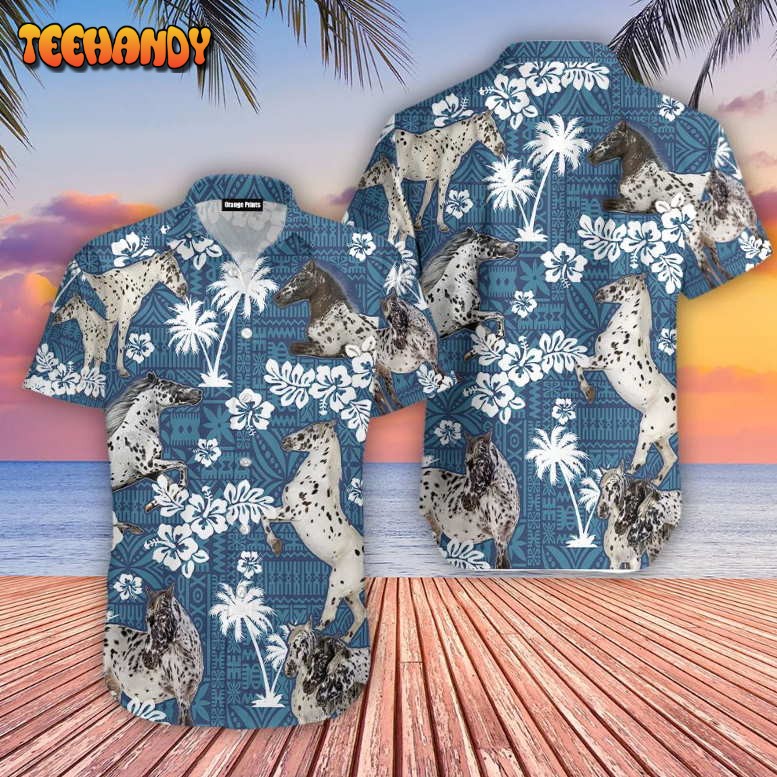 Appaloosa Horse Blue Tribal Hawaiian Shirt