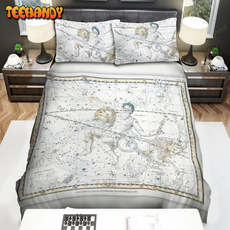 Aquarius Constellation Vintage Constellation Map Bedding Sets