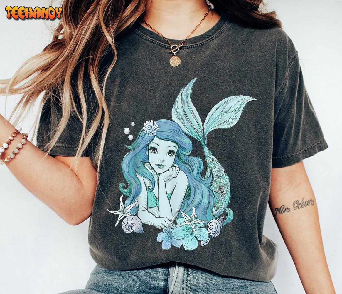Ariel Teal Sketch Graphic Shirt, The Little Mermaid T-shirt