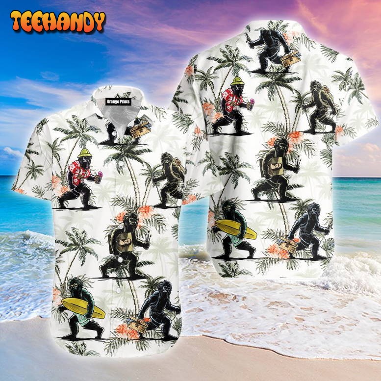 Artistic Bigfoot On Vacation Camping Hawaiian Shirt