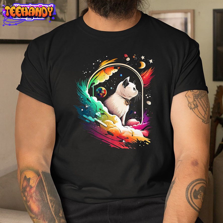 Astronaut Cat Or Funny Space Cat On Galaxy T Shirt