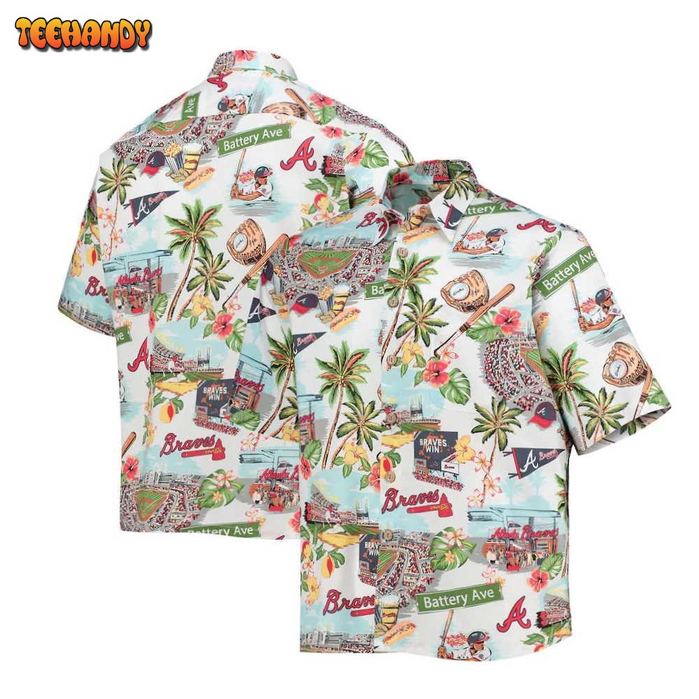 Atlanta Braves White Scenic Hawaiian Shirt