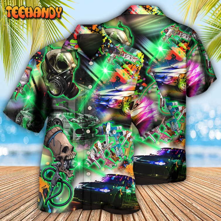 Auto Body Painter Amazing Skull Colorful Hawaiian Shirt