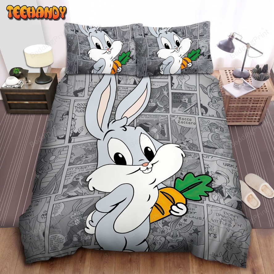 Baby Bugs Bunny In Comic Background Duvet Cover Bedding Set