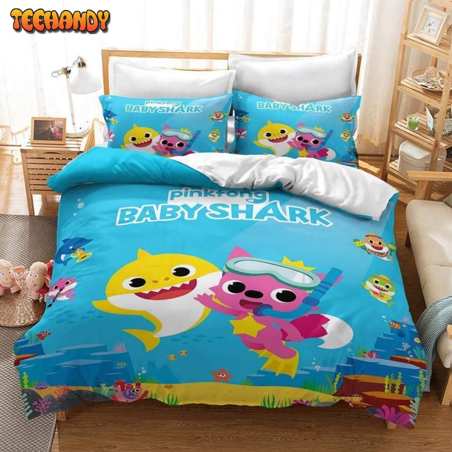 Baby Shark And Pink Fox For KidS Room Bedding Set