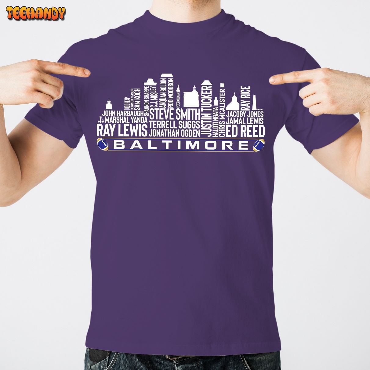 Baltimore Football Team All Time Legends, Baltimore City Skyline Unisex T Shirt