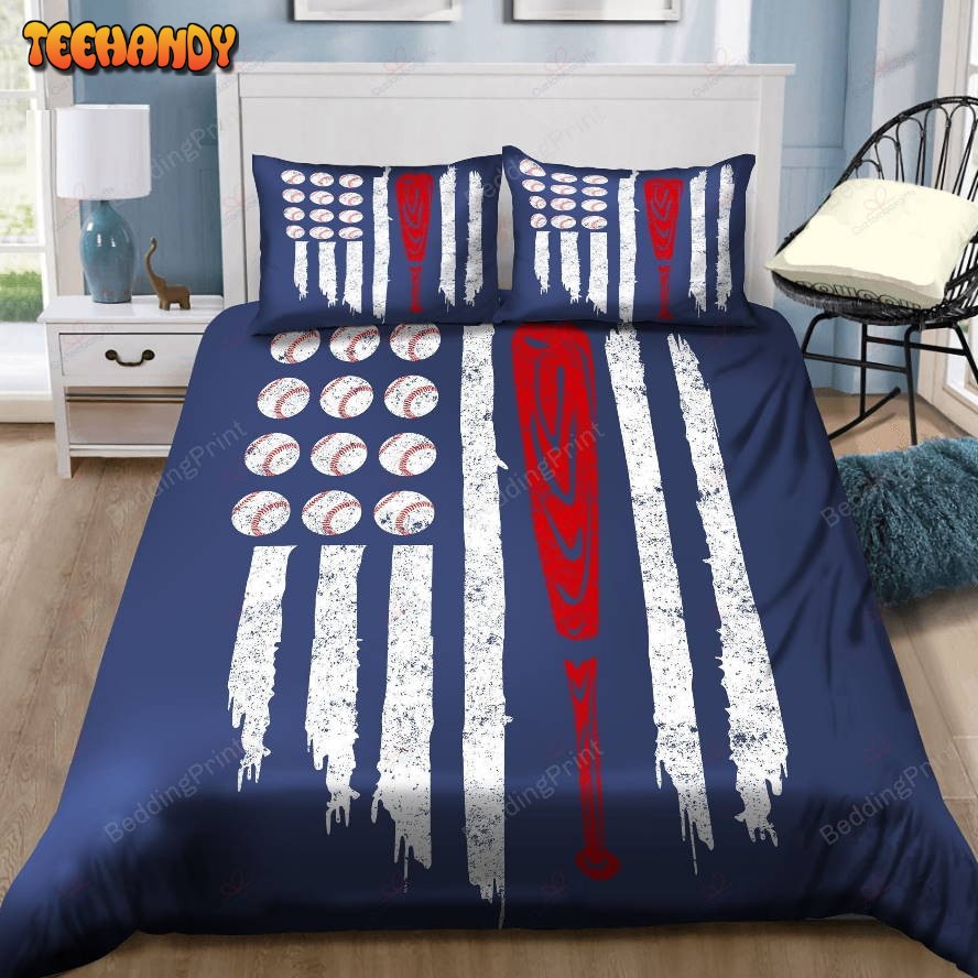 Baseball American Flag Bedding Set