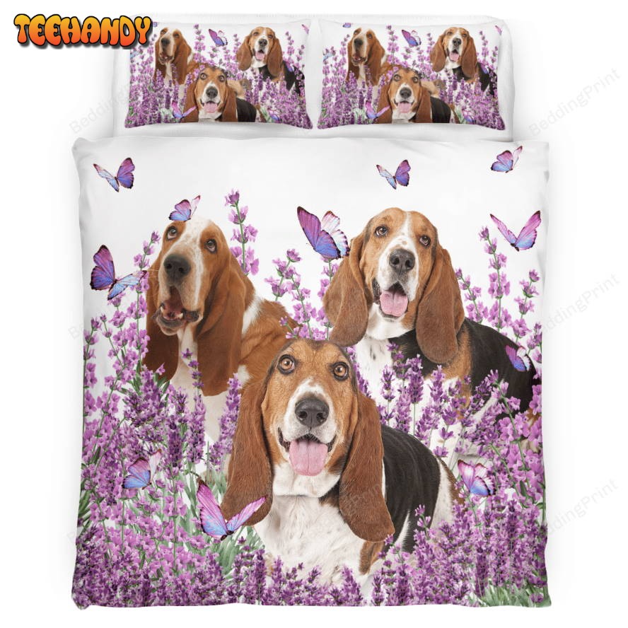 Basset Hound And Lavender Duvet Cover Bedding Sets