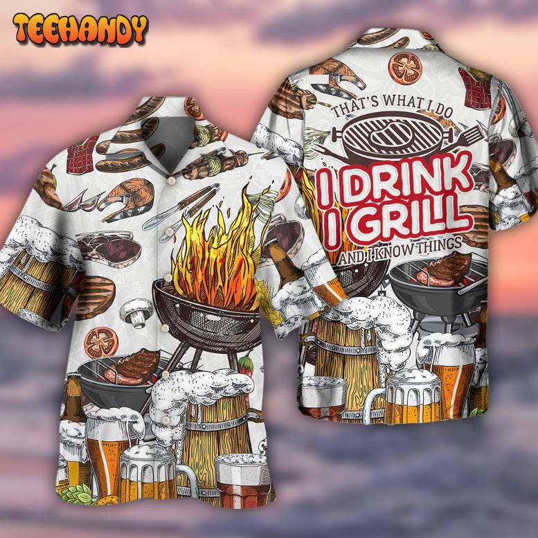 BBQ Grill And Drink Beer Hawaiian Shirt