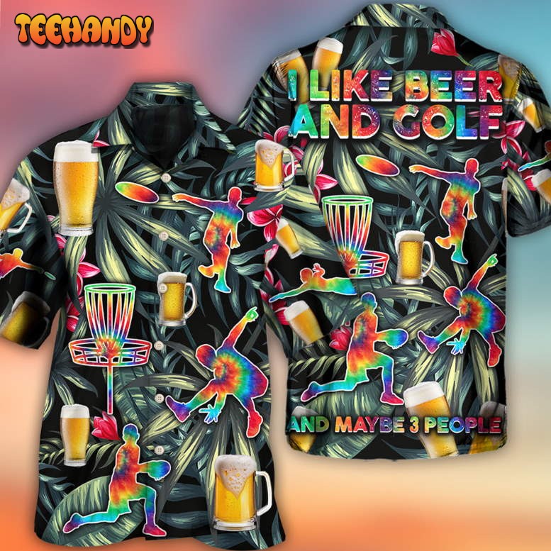 Beer And Disc Golf Tropical Flower Tie Dye Hawaiian Shirt