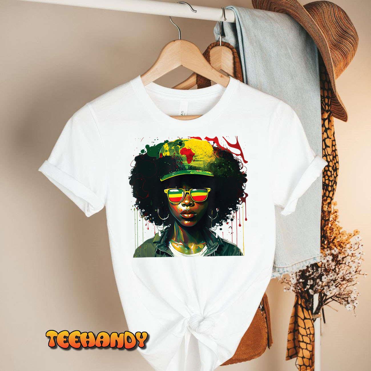 Black Afro Queen Melanin Dripping African Womens Juneteenth T-Shirt