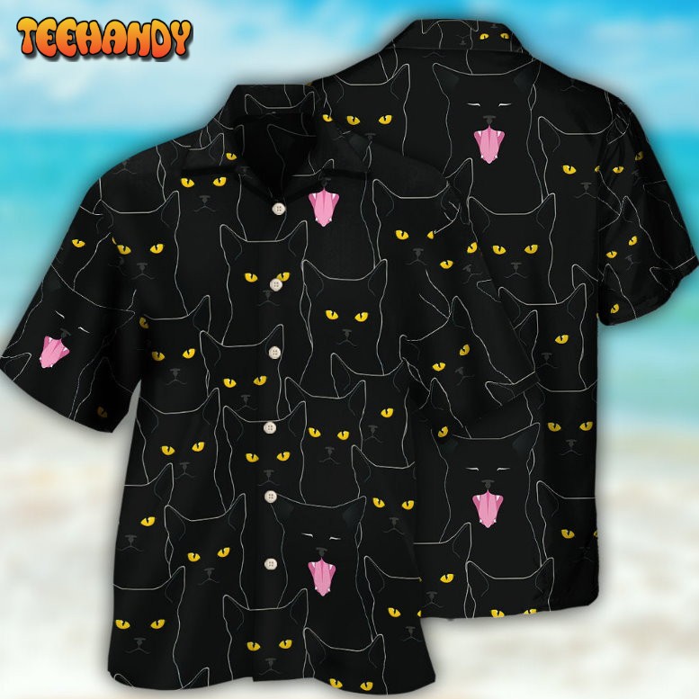 Black Cat Lovely Looking At You Hawaiian Shirt