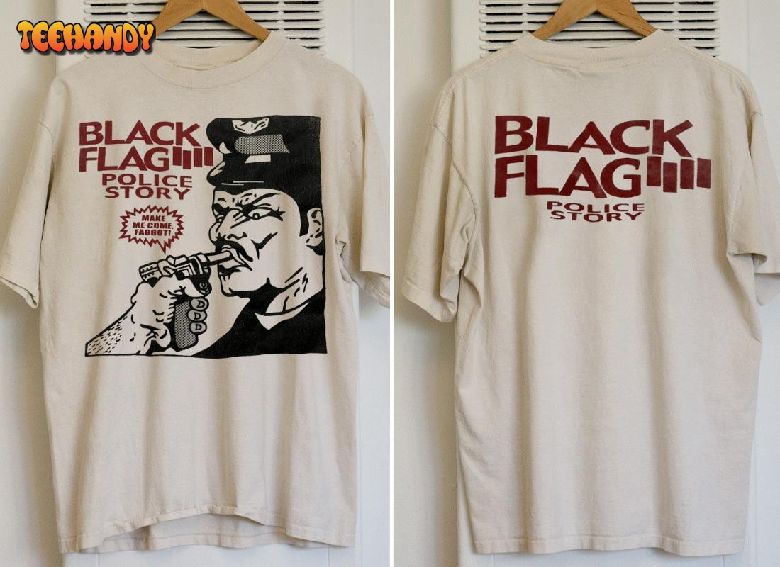 Black Flag Police Story 1981 T-Shirt, Black Flag Damage Album Promo T-Shirt