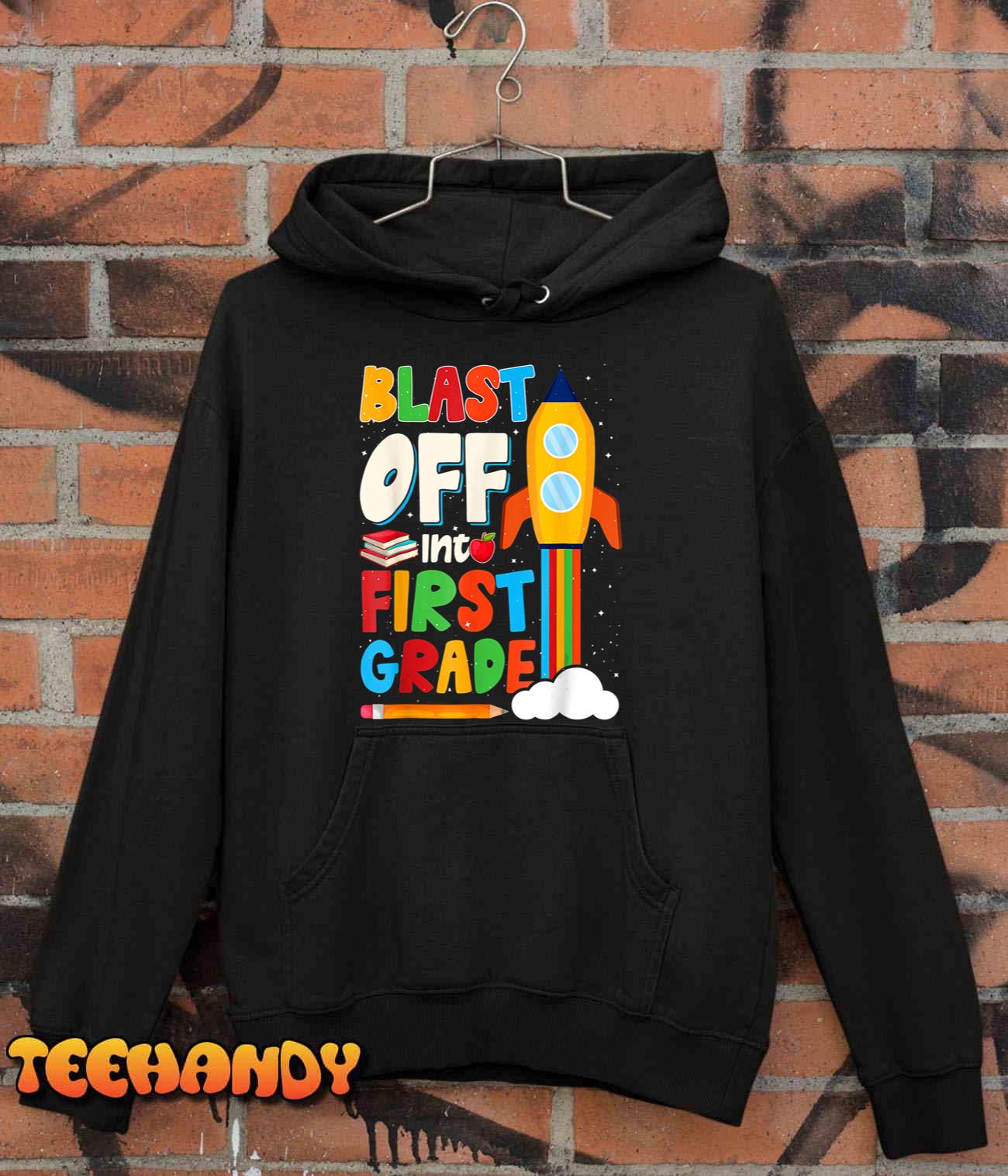 Blast Off Into 1st Grade First Day Of School Kids T-Shirt