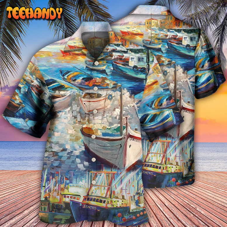 Boat Art Style Hawaiian Shirt
