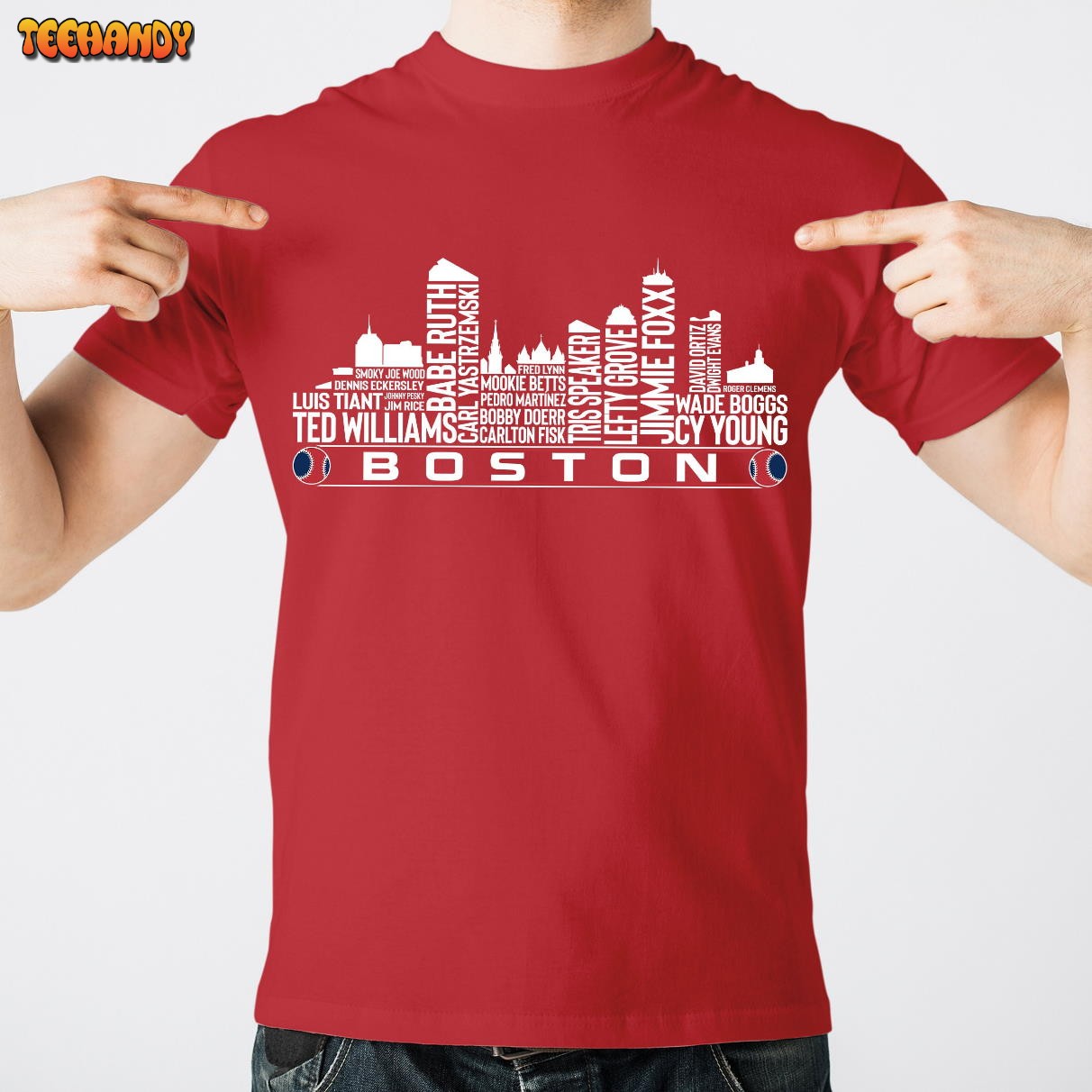 Boston Baseball Team All Time Legends, Boston City Skyline Unisex T Shirt