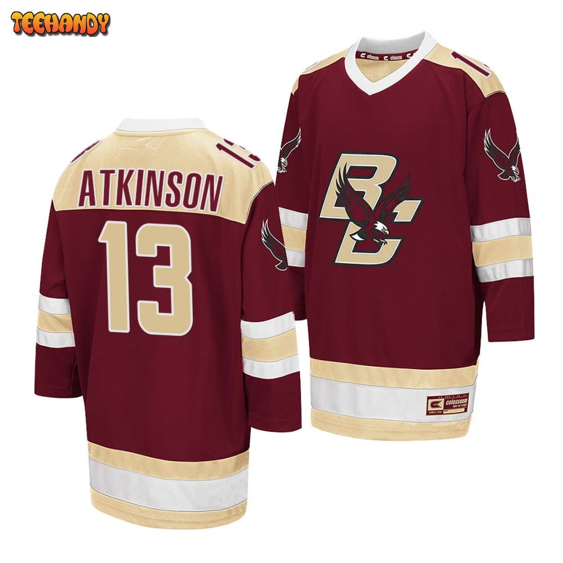 Boston College Eagles Cam Atkinson College Hockey Maroon Away Jersey