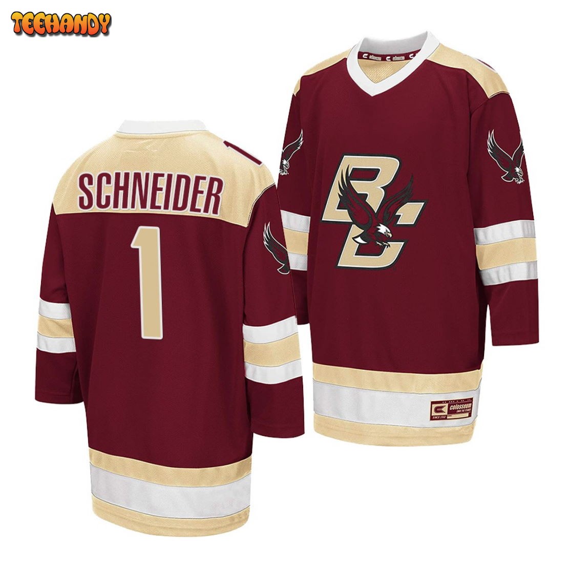 Boston College Eagles Cory Schneider College Hockey Maroon Away Jersey