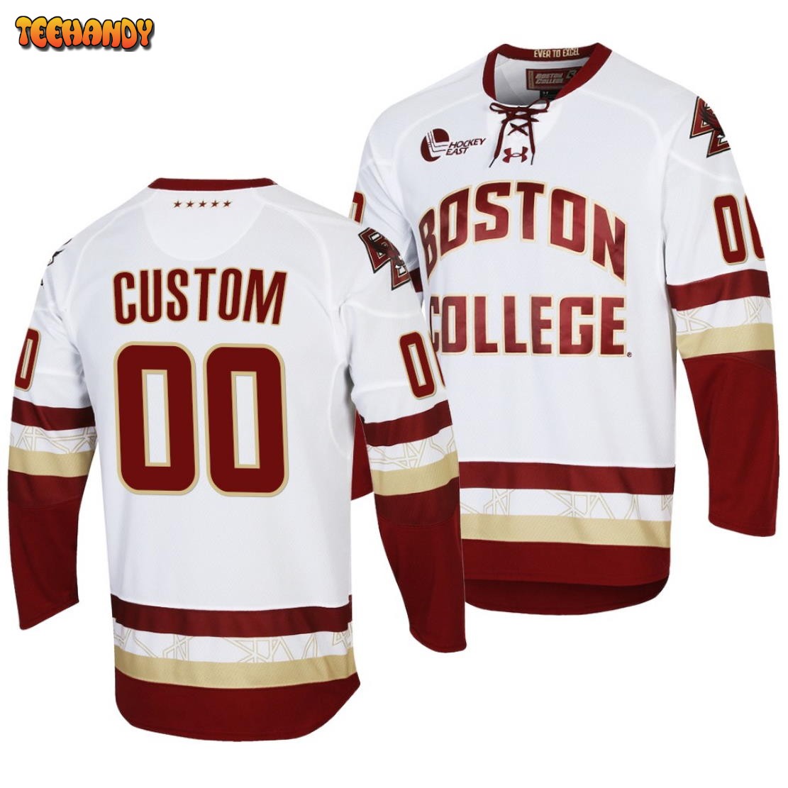 Boston College Eagles Custom College Hockey White Replica Jersey