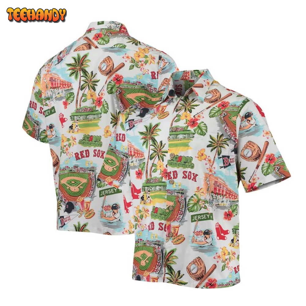 Boston Red Sox White Scenic Hawaiian Shirt