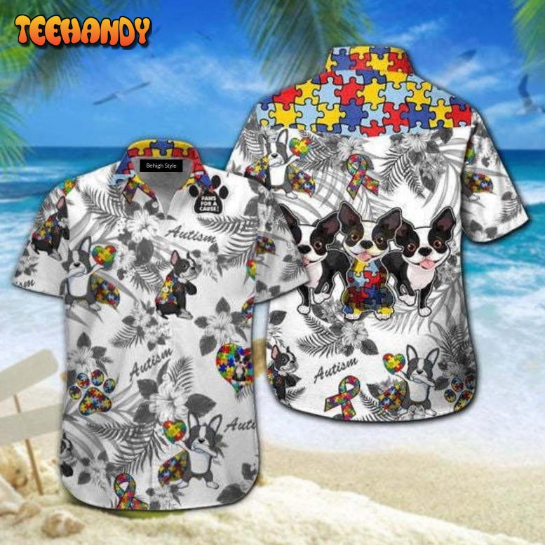 Boston Terrier Autism Hawaiian Shirt