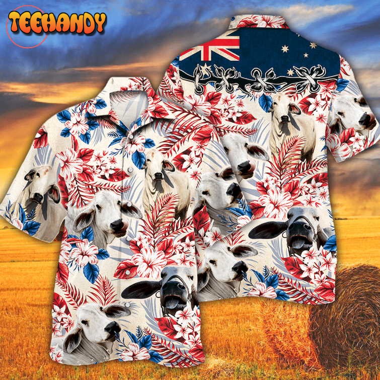 Brahman Cattle Australian Flag Hawaiian Shirt