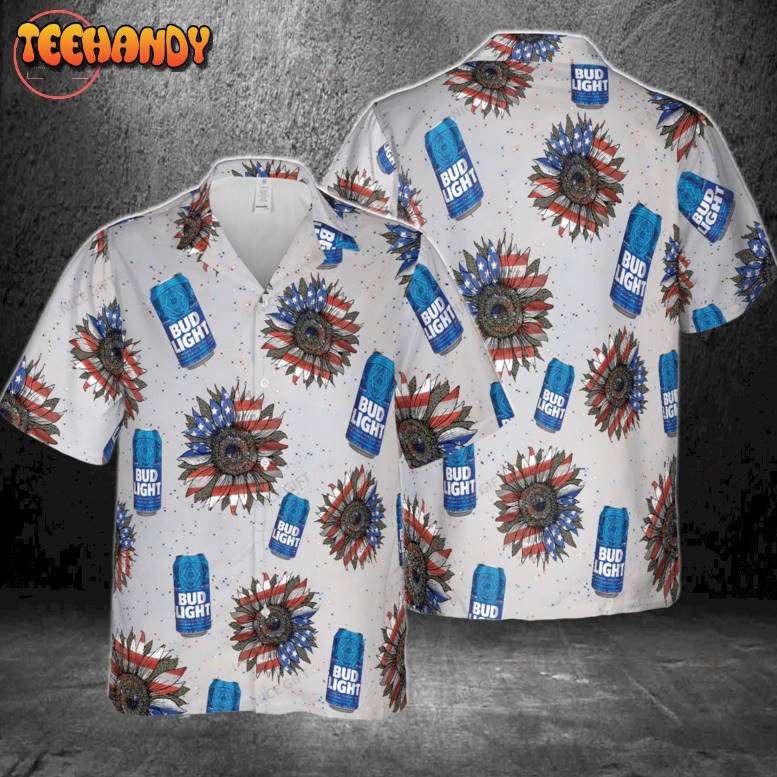 Bud Light Sunflowered 4th Of July Hawaiian Shirt