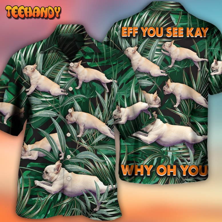 Bulldog Yoga Pose Tropical Hawaiian Shirt